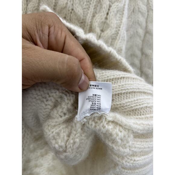 Cable Knit Fisherman Cardigan M Grandma Preppy Coastal Quiet Luxe Minimal Wool - Picture 9 of 16